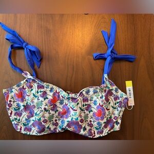 Summersalt -  The Tie Marina Bikini Top - Scroll Block Print in Violet & Lava
